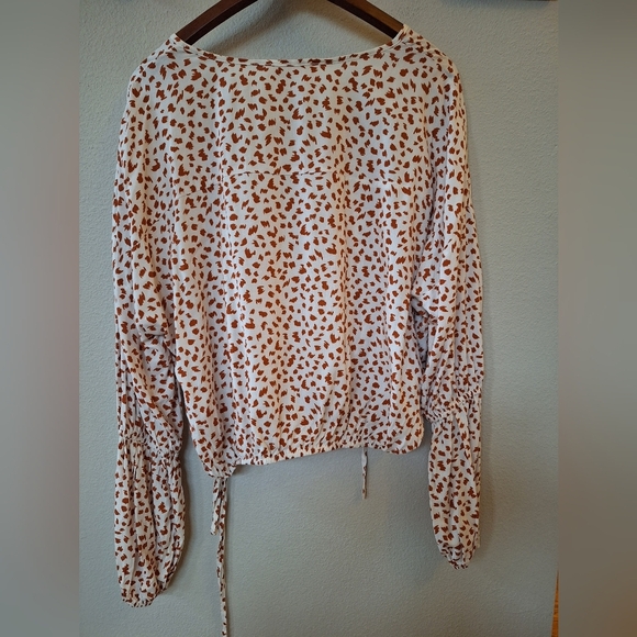 Savanna Jane Womens Rust/Ivory Lightweight Rayon Blouse Spotted Size M - Picture 8 of 8